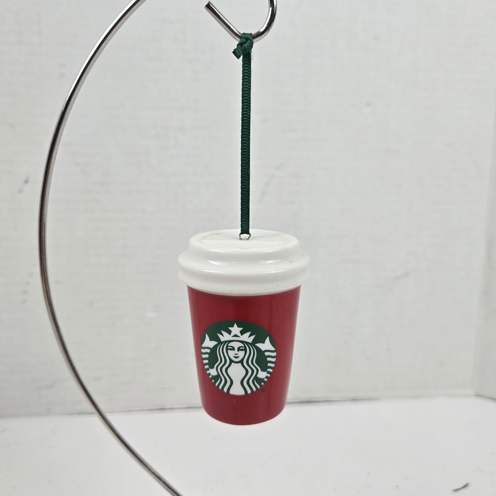 Starbucks Ceramic Christmas Ornament 2016 Texas Red Coffee Tumbler 2.5" MINT